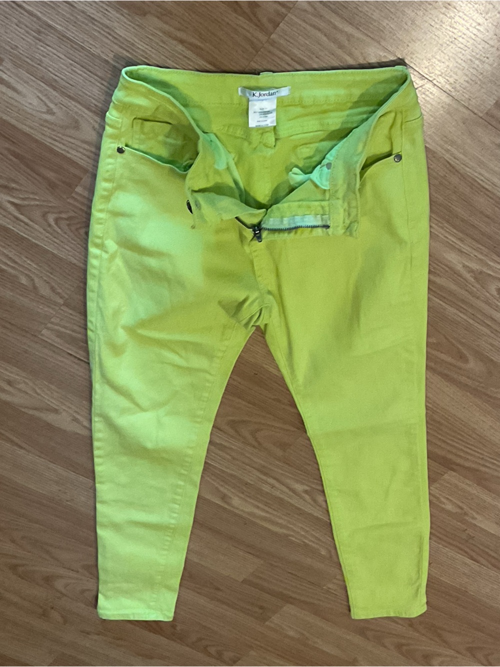 K.JORDAN WOMENS Neon Yellow Skinny Jeans SZ.10 (30”x28”